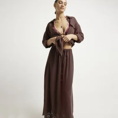 Brown linen blend oversized shirt sold by River Island