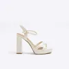 Cream Cross Strap Platform Heeled Sandals sold by River Island