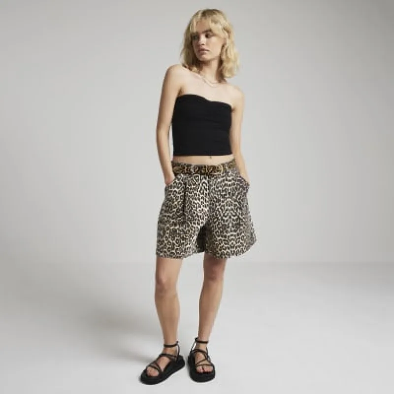 Black ruched front bandeau top sold by River Island