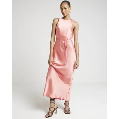 Coral Belted Slip Maxi Dress sold by River Island