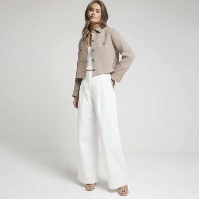 Brown Tailored Cropped Overshirt sold by River Island
