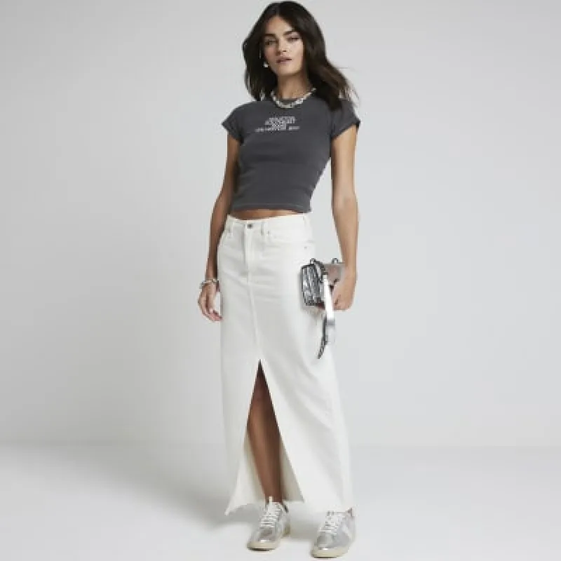 Grey washed graphic print t-shirt sold by River Island