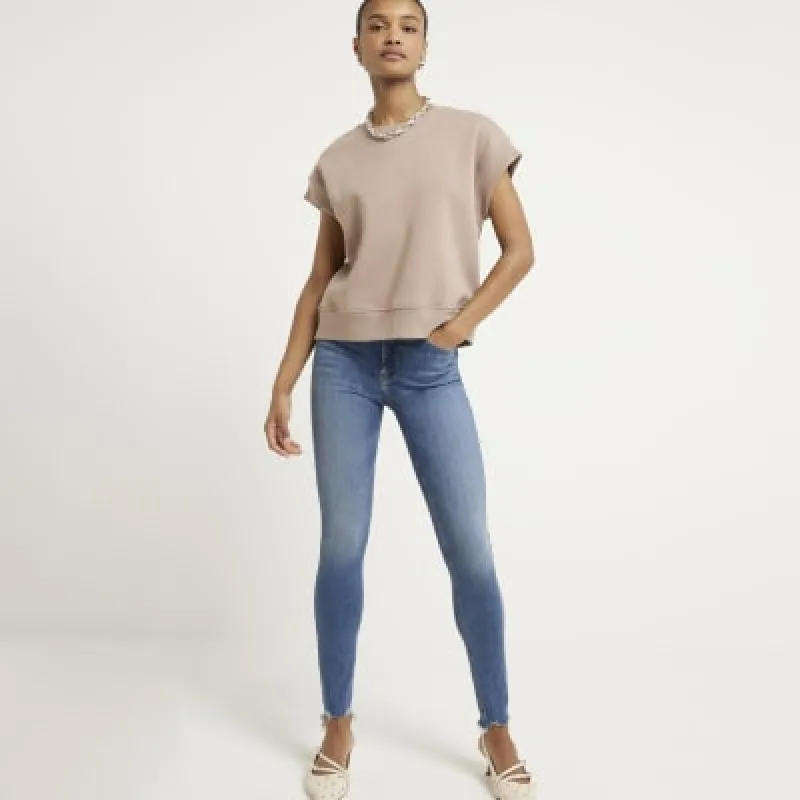 Blue high waisted super skinny jeans sold by River Island