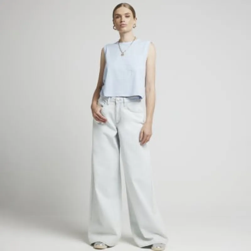 Blue boxy tank top sold by River Island