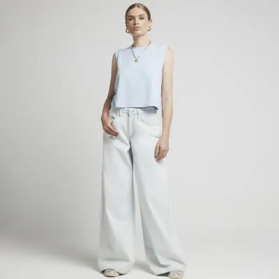 Blue boxy tank top sold by River Island
