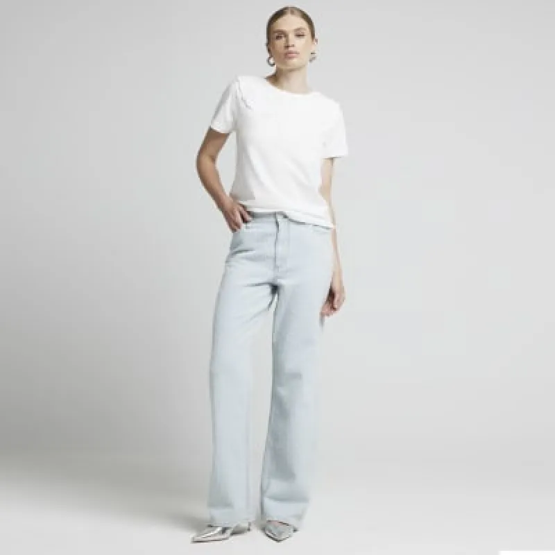 White broderie collar t-shirt sold by River Island