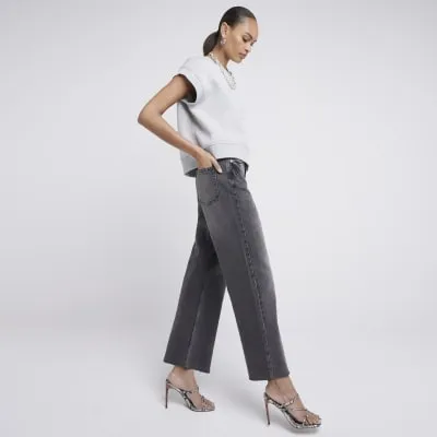 Black Faded Relaxed Straight Jeans sold by River Island