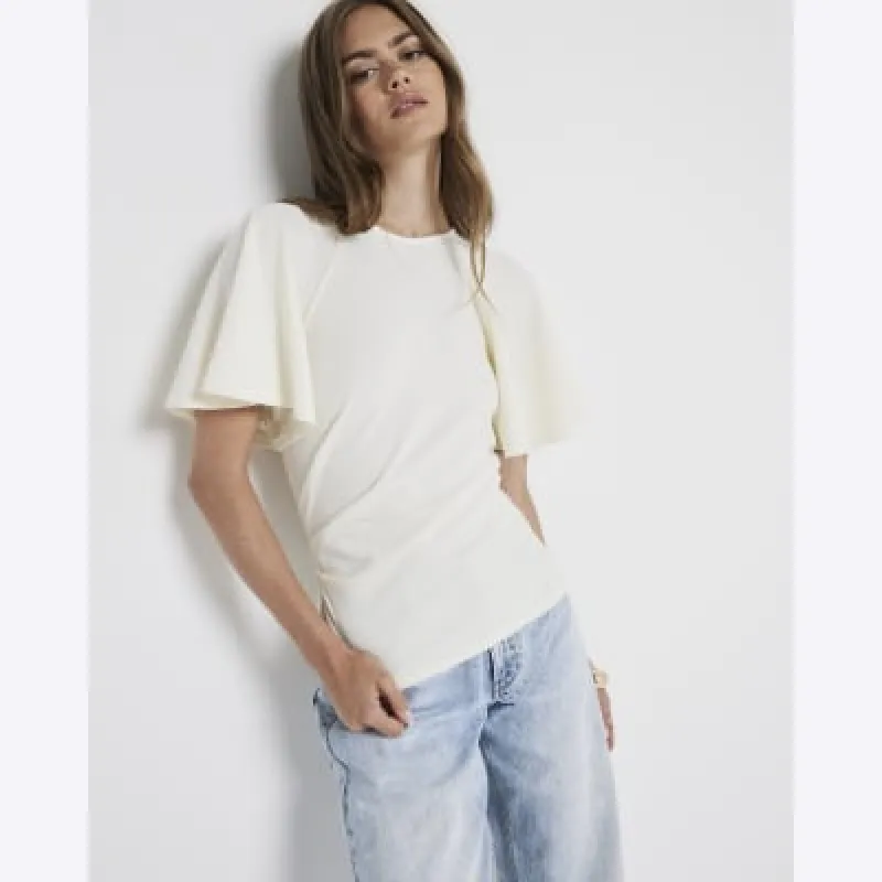 Cream Flute Short Sleeve T-Shirt sold by River Island