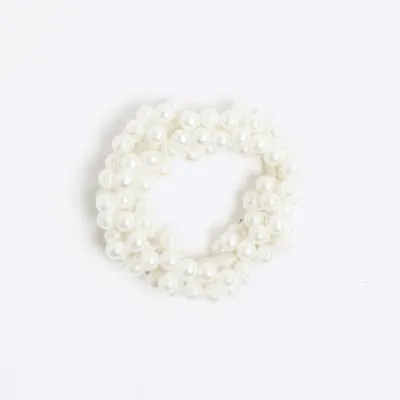 White Pearl Hair Scrunchie sold by River Island