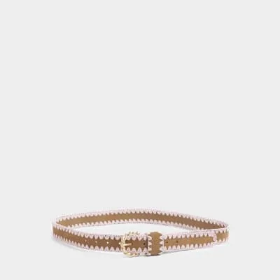 Brown suede whipstitch belt sold by River Island