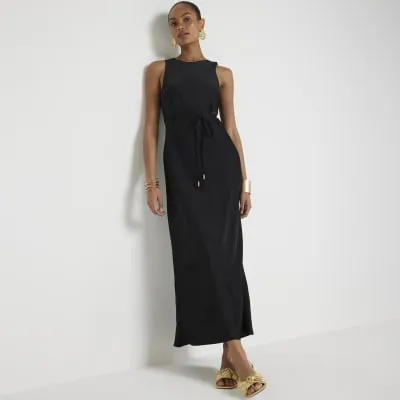 Black Belted Slip Maxi Dress sold by River Island