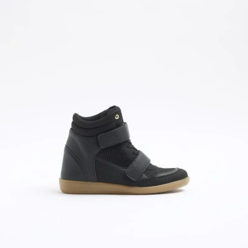 Black High Top Wedge Trainers sold by River Island