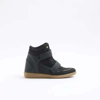 Black High Top Wedge Trainers sold by River Island