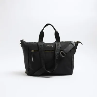 Black front zip holdall travel bag sold by River Island