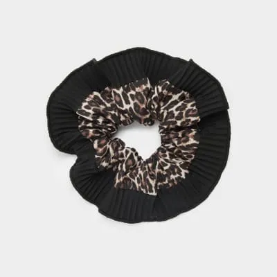 Brown leopard hair scrunchie sold by River Island