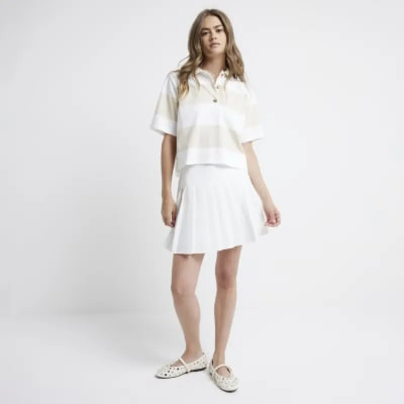 Beige Stripe Collared T-shirt sold by River Island