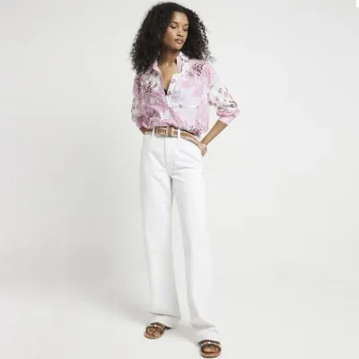 Pink patchwork floral oversized fit shirt sold by River Island