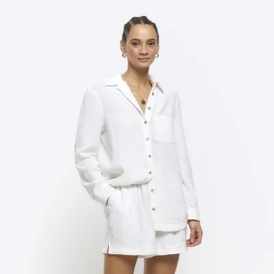 White textured long sleeve shirt sold by River Island