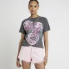 Grey floral graphic t-shirt sold by River Island