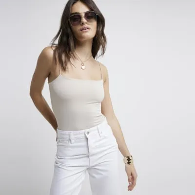 Beige Square Neck Bodysuit sold by River Island