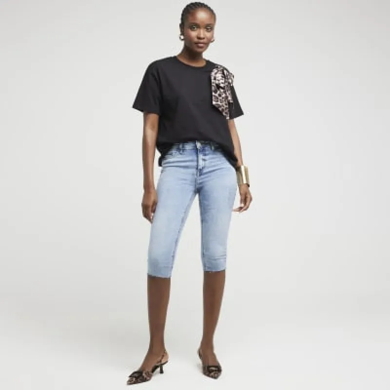 Black Leopard Bow T-shirt sold by River Island
