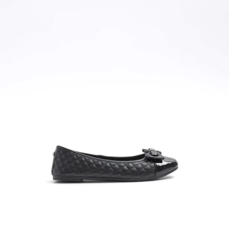 Black quilted bow ballet pumps sold by River Island