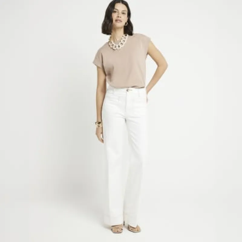 White high waisted wide fit jeans made by River Island