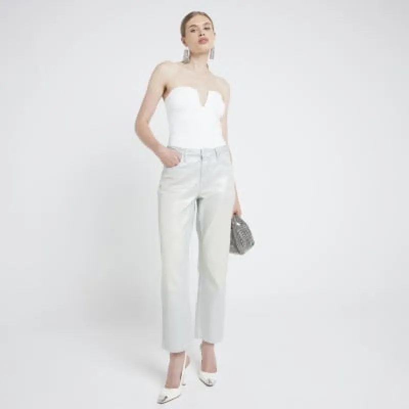 Cream chiffon bandeau top sold by River Island