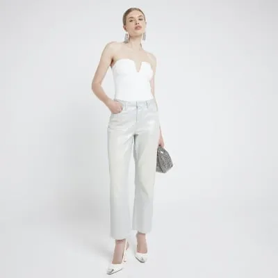 Cream chiffon bandeau top sold by River Island