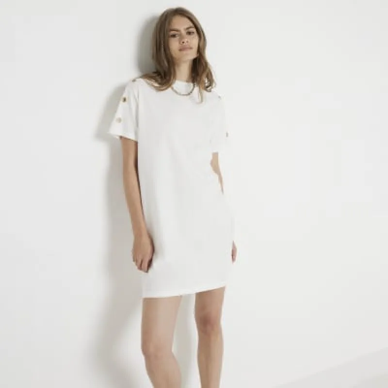 White Eyelet T-shirt Mini Dress sold by River Island
