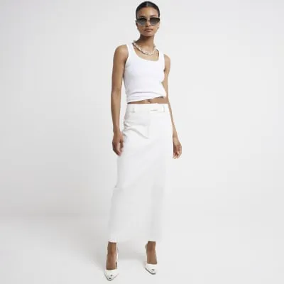 White ultra long tailored maxi skirt sold by River Island
