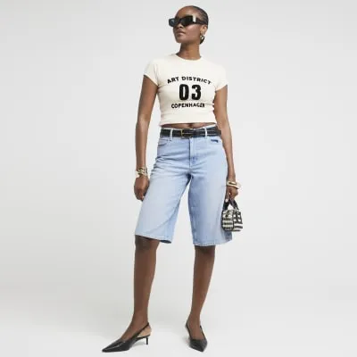 Beige graphic print t-shirt sold by River Island