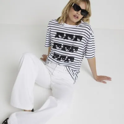 White stripe graphic t-shirt sold by River Island