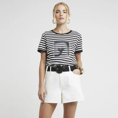 White stripe graphic t-shirt sold by River Island