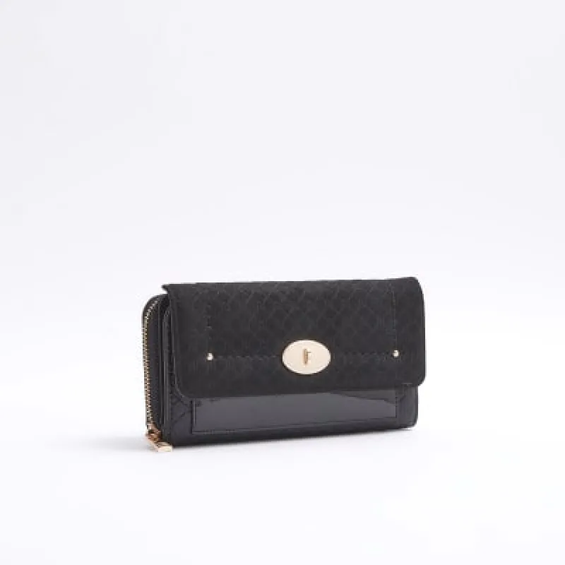 Black embossed RI monogram purse sold by River Island