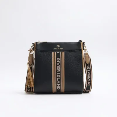 Black webbing messenger cross body bag sold by River Island