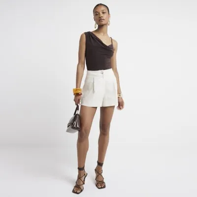 Brown Asymmetric Cowl Neck Top sold by River Island