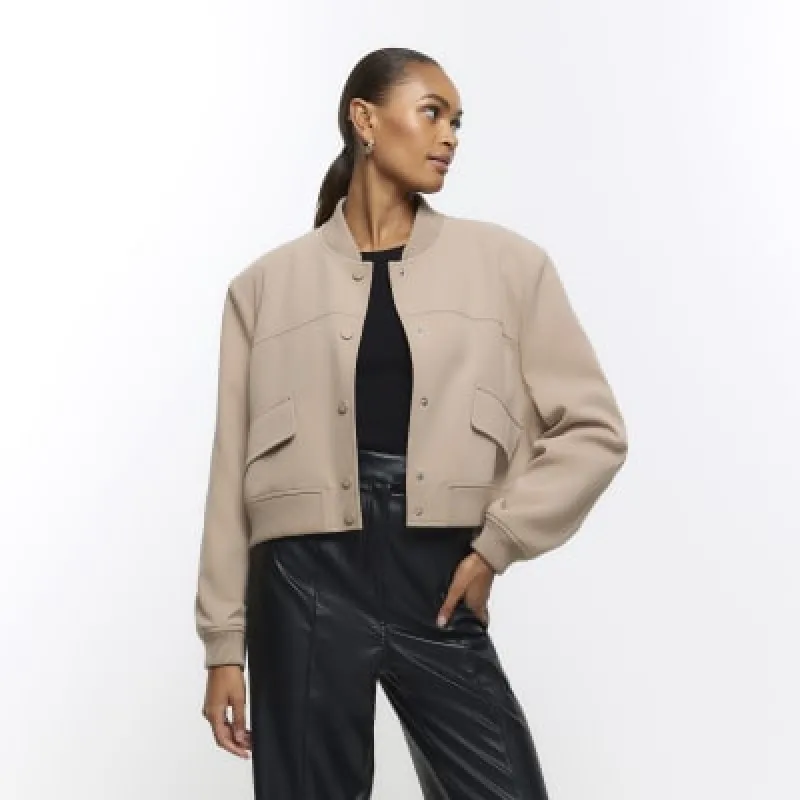 Brown Tailored Crop Bomber Jacket sold by River Island