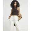 Brown ribbed crop tank top sold by River Island