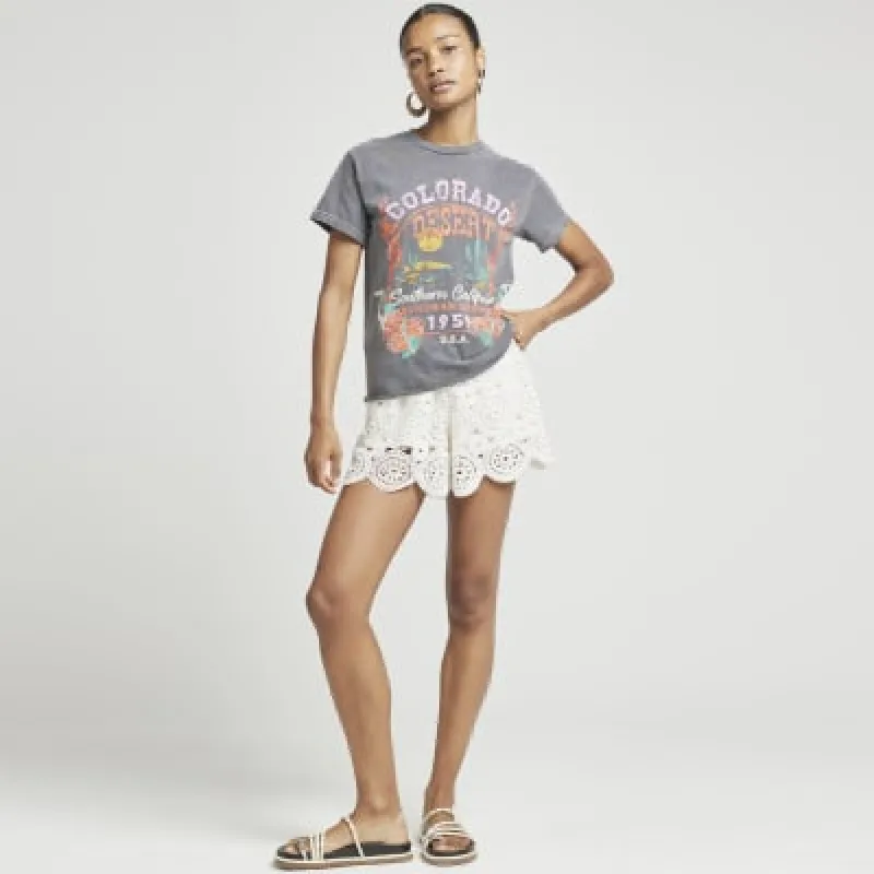 Grey washed graphic print t-shirt sold by River Island