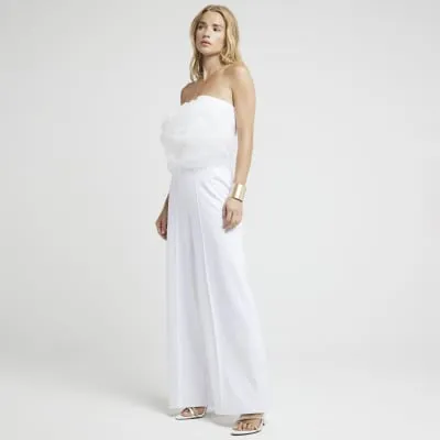 White Organza Frill Jumpsuit sold by River Island