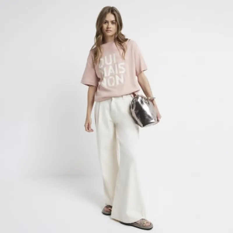 Pink Graphic Print Boyfriend fit T-shirt sold by River Island