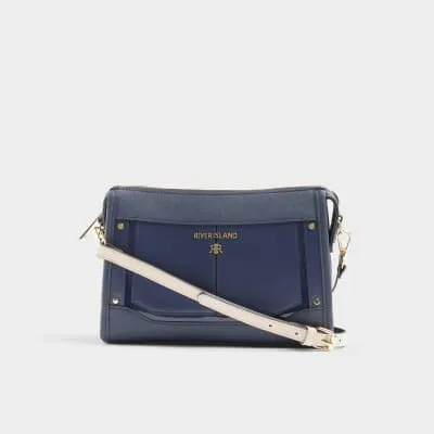 Navy panelled cross body bag sold by River Island