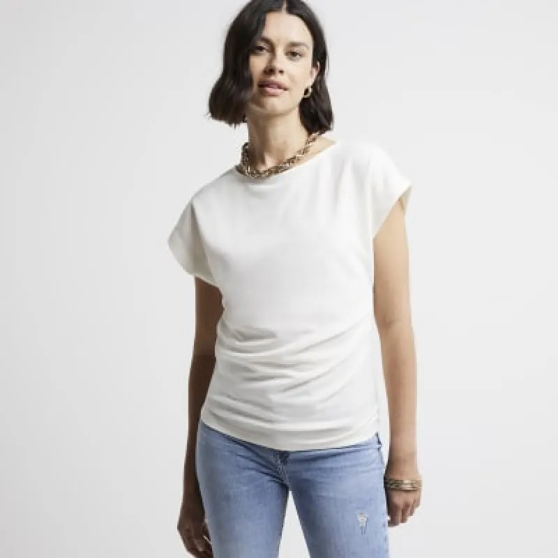 Cream ruched side t-shirt sold by River Island