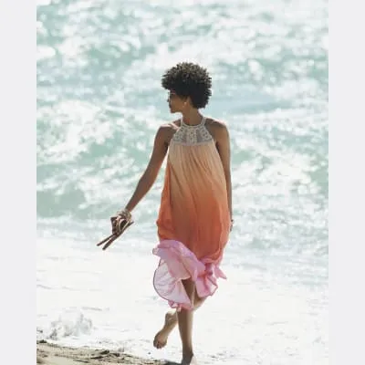 Pink ombre shell beach maxi dress sold by River Island