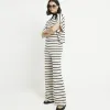 Black stripe knit wide leg trousers sold by River Island