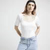 Cream ribbed scoop neck bodysuit sold by River Island