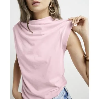 Pink Drape Cowl Neck Tank Top sold by River Island