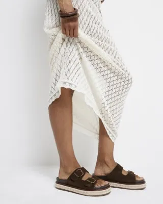 Brown leather buckle sandals sold by River Island