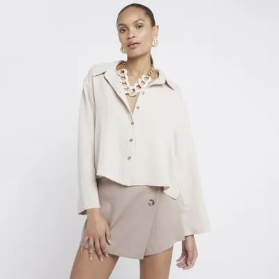 Beige stripe crop shirt sold by River Island